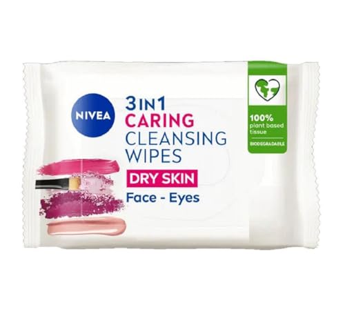 NIVEA Biologisch abbaubare Reinigungstücher trockene Haut (40 Blatt), biologisch abbaubare Tücher aus 100% Pflanzenfasern, Make-up-Tücher, Gesichtstücher Make-up-Entferner von NIVEA