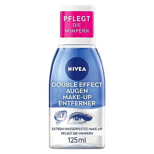 NIVEA Augen Make-Up Entferner Double Effect, Abschminkwasser für die sensible Augenpartie, Gesichtsreiniger entfernt extrem wasserfeste Mascara (125 ml) von NIVEA