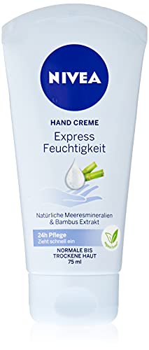 NIVEA Express Feuchtigkeit Hand Creme (75 ml), leichte Hautcreme mit Bambus-Extrakt und natürlichen Meeresmineralien, schnell einziehende Handpflege von NIVEA