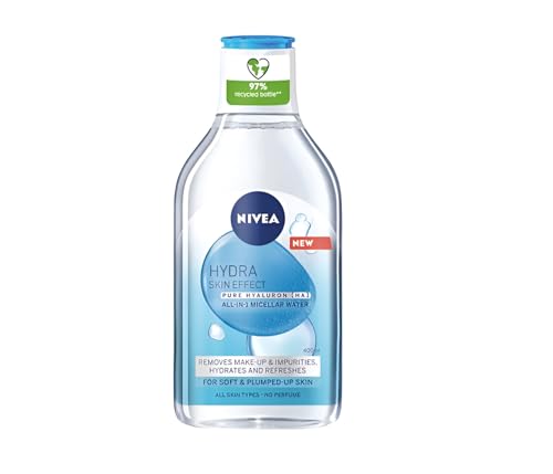 NIVEA Hydra Skin Effect All in 1 Micellar Water, 400ml (PACK OF 2) Effectively Removes Impurities and Makeup Without Drying the Skin, Using Micelles, Hyaluronic Acid, Glycerin, and Glycerin von Nivea