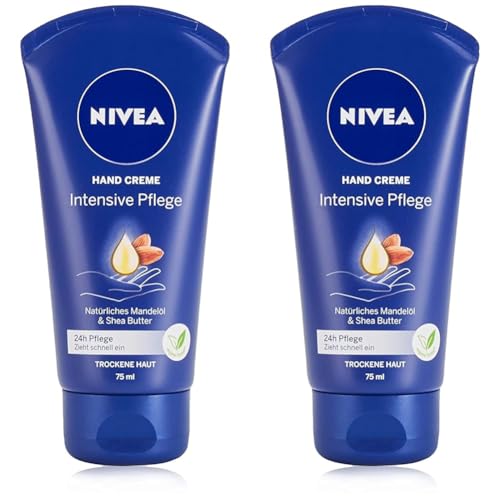 NIVEA Intensive Pflege Hand Creme (75 ml), reichhaltige Hautcreme mit Mandel-Öl für intensive Feuchtigkeit, Handpflege mit dem einzigartigen NIVEA Duft (Packung mit 2) von NIVEA