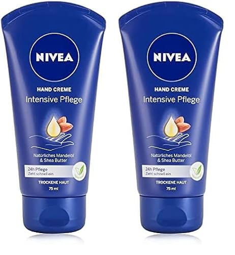 NIVEA Intensive Pflege Hand Creme (75 ml), reichhaltige Hautcreme mit Mandel-Öl für intensive Feuchtigkeit, Handpflege mit dem einzigartigen NIVEA Duft (Packung mit 2) von NIVEA