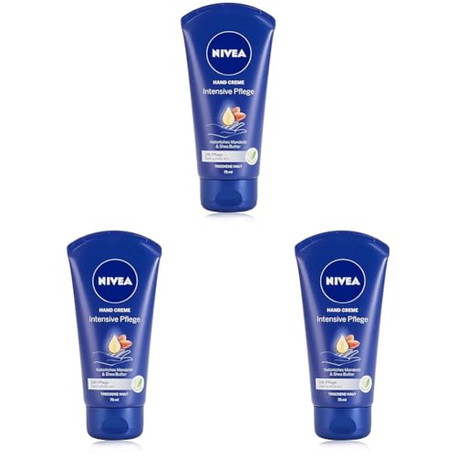 NIVEA Intensive Pflege Hand Creme (75 ml), reichhaltige Hautcreme mit Mandel-Öl für intensive Feuchtigkeit, Handpflege mit dem einzigartigen NIVEA Duft (Packung mit 3) von NIVEA