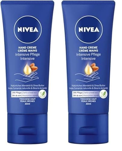 NIVEA Intensive Pflege Hand Creme Mini (30 ml), reichhaltige Hautcreme mit Mandel-Öl für intensive Feuchtigkeit, Handpflege mit dem einzigartigen NIVEA Duft (Packung mit 2) von NIVEA