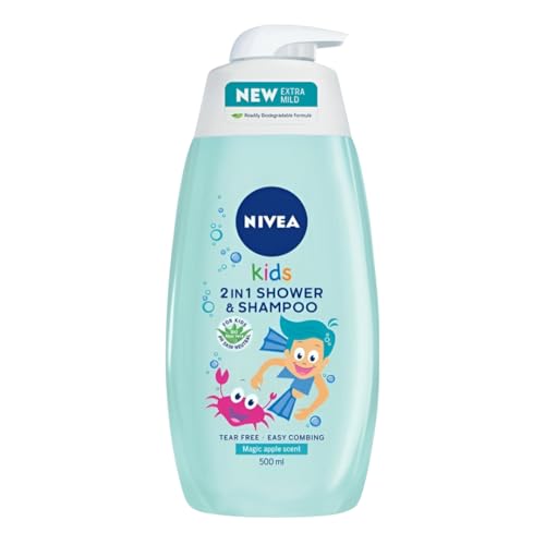 NIVEA Kids Shower Gel 2in1 Sparkle Berry, 500ml (Pack of 2) a Gentle, Soap-free, and Skin-friendly Shower and Shampoo Formula With Bio Aloe Vera, Chamomile, and a Fresh Apple Scent von Nivea