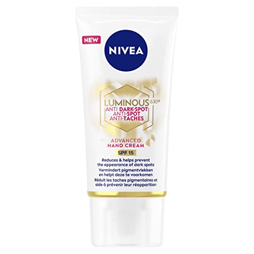 NIVEA Luminous 630 Anti Dark Spot Advanced Handcreme, 50 ml, Hautcreme angereichert mit Hyaluronsäure, pflegende Handcreme für leuchtende Haut von NIVEA