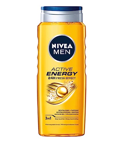 NIVEA MEN Active Energy 3in1 Energetisierendes Duschgel für Herren mit Koffein 500ml von NIVEA