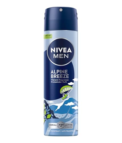 NIVEA MEN Alpine Breeze Artist Edition Deo Spray, Deodorant für 72h Anti-Transpirant-Schutz gegen Schweiß und Geruch, Deospray mit erfrischendem Duft (150 ml) von NIVEA MEN