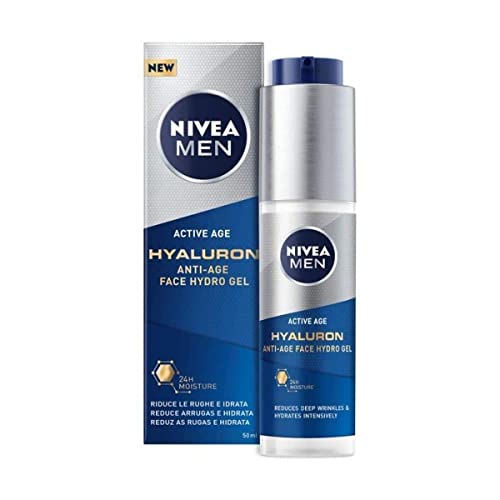 NIVEA MEN Anti-Age Hyaluron Gesichts-Feuchtigkeitsgel (50 ml), Herren-Feuchtigkeitspflege mit Hyaluronsäure und Pro-Retinol, reduziert sichtbar tiefe Falten, spendet Feuchtigkeit und strafft die Haut von NIVEA MEN