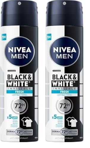 NIVEA MEN Black&White 48 H Invisible Fresh Antitranspirant Spray für Herren 150 ml (Packung mit 2) von NIVEA