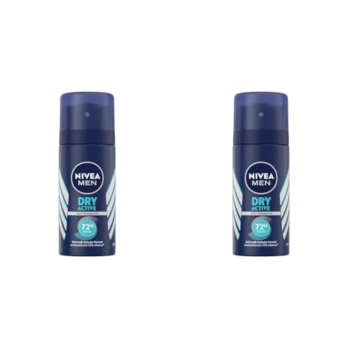 NIVEA MEN Dry Active Deo Spray (35 ml), effektives Anti-Transpirant für ein trockenes Hautgefühl, mit 72h Schutz und Dual-Active-Formel (Packung mit 2) von NIVEA