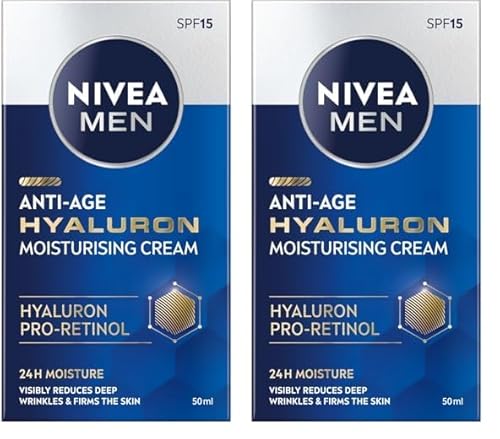 NIVEA MEN Hyaluron Anti-Age Anti-Faltencreme mit Hyaluronsäure für Männer 50ml (Packung mit 2) von NIVEA