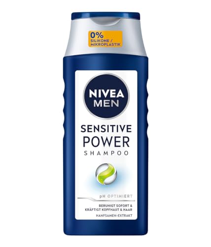 NIVEA MEN Sensitive Power Shampoo, beruhigendes Männer Shampoo mit Hanfsamen-Extrakt für die tägliche Anwendung, Haarshampoo für juckende und irritierte Kopfhaut (250 ml) von NIVEA MEN