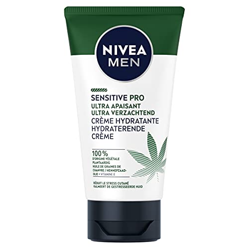 NIVEA MEN Sensitive Pro Ultra Beruhigende Gesichtscreme (1 x 75 ml), Gesichtscreme mit Bio-Hanföl, feuchtigkeitsspendende und beruhigende Männerpflege mit veganer Formel von NIVEA