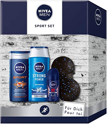 NIVEA MEN Sport Geschenkset, Geschenk für Männer mit Pflegedusche, Shampoo, Antitranspirant und Faszienball, Set für den gepflegten Mann von NIVEA