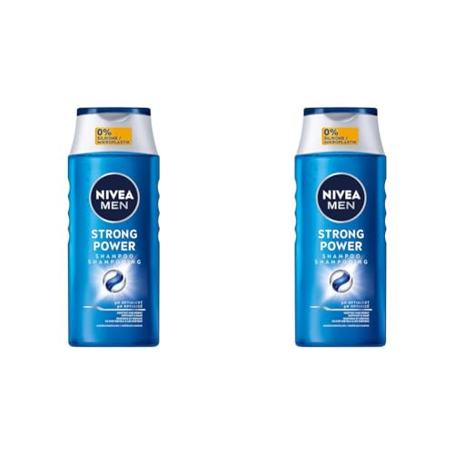NIVEA MEN Strong Power Shampoo, kräftigendes Haarshampoo ohne Silikone und Mikroplastik, Männer Shampoo mit Meeresmineralien und pH-optimierter Formel (250 ml) (Packung mit 2) von NIVEA