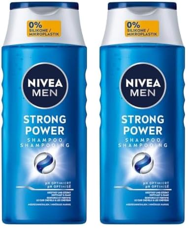 NIVEA MEN Strong Power Shampoo, kräftigendes Haarshampoo ohne Silikone und Mikroplastik, Männer Shampoo mit Meeresmineralien und pH-optimierter Formel (250 ml) (Packung mit 2) von NIVEA