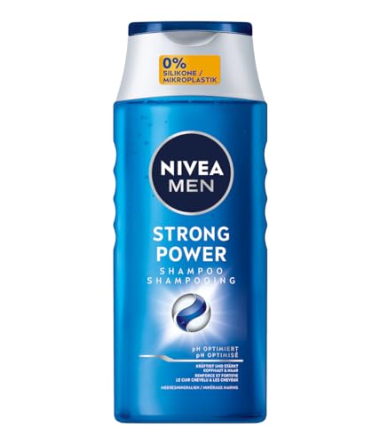 NIVEA MEN Strong Power Shampoo, kräftigendes Haarshampoo ohne Silikone und Mikroplastik, Männer Shampoo mit Meeresmineralien und pH-optimierter Formel (250 ml) von NIVEA