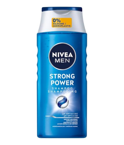 NIVEA MEN Strong Power Shampoo, kräftigendes Haarshampoo ohne Silikone und Mikroplastik, Männer Shampoo mit Meeresmineralien und pH-optimierter Formel (250 ml) von NIVEA MEN