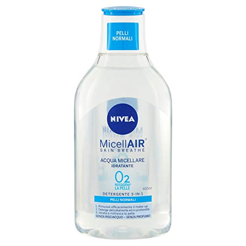 NIVEA MicellAIR 5-in-1 Mizellar-Wasser, erfrischend, 400 ml, Make-up-Entferner für Gesicht und Augen mit Mizellenkomplex ohne Ausspülen, für Gesicht, Augen und Lippen für normale Haut von NIVEA