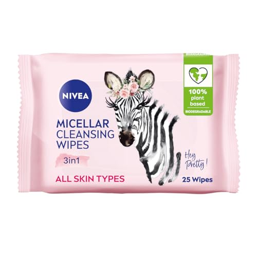 NIVEA Limited Edition Mizellar Reinigungstücher (25 Stück), biologisch abbaubare Tücher mit Mizellen-Technologie, Gesichtstücher entfernen effektiv wasserfestes Make-up und Mascara von NIVEA