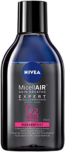 NIVEA MicellAIR SKIN BREATHE Expert Mizellenwasser Waterproof im 2er Pack (2 x 400 ml), Mizellen Reinigungswasser für wasserfestes Make-up, erhöhte Sauerstoff-Aufnahme der Haut durch Make-up Entferner von NIVEA