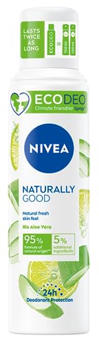 NIVEA NATURALLY GOOD EcoAir® Aloe Vera Deodorant Zerstäuber (1 x 125 ml), Frauen-Deodorant Wirksamkeit 24H, natürliches komprimiertes Deodorant mit 95% natürlichen Inhaltsstoffen von NIVEA