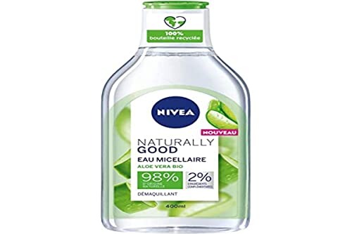 NIVEA NATURALLY GOOD Mizellarwasser mit Aloe Vera Bio 400 ml, Gesichtsreiniger mit natürlichen Inhaltsstoffen von NIVEA