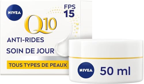 NIVEA Q10 Power Anti-Falten Tagespflege + Härte FPS15 (1 x 50 ml), Anti-Aging-Creme angereichert mit Q10 & mit 10x mehr Kreatin, Feuchtigkeitscreme, Gesichtspflege für Damen von NIVEA