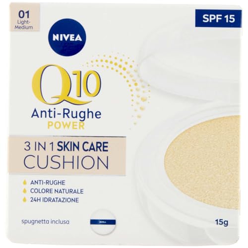 NIVEA Q10plus 3-in-1 Radiance BB Kissen mit LSF15, Farbton: leicht, (15 ml), Anti-Aging-Formel, Kissen mit BB-Creme, 24-Stunden-Feuchtigkeitspflege von Nivea