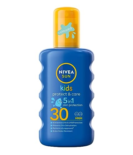 NIVEA SUN Befeuchtendes Sonnenschutzspray für Kinder KIDS SPF 30 mit blühender Farbe, 200 ml von Nivea Sun
