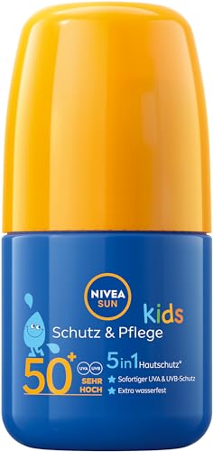 NIVEA SUN Kids Schutz & Pflege Sonnen-Roller LSF 50+ (50 ml), Sonnencreme Roll-on mit LSF 50+, extra wasserfeste Sonnenmilch für Kinder als praktischer Roller von NIVEA