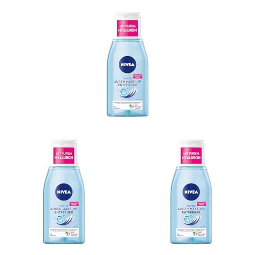 NIVEA Sanfter Augen Make-Up Entferner (125 ml), nicht fettender Make-Up Entferner mit Provitamin B5, zum Abschminken von Mascara und Augen Make-up (Packung mit 3) von NIVEA