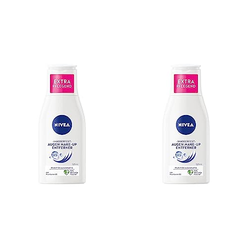 NIVEA Wasserfester Augen Make-Up Entferner (125 ml), sanfter Make-Up Entferner mit Kamillen-Extrakt und Provitamin B5, entfernt selbst wasserfeste Mascara und Make-Up (Packung mit 2) von NIVEA