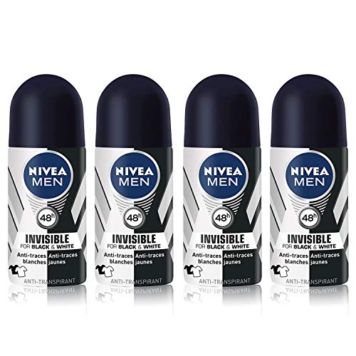 NIVEA for Men Deodorant, unsichtbar, Schwarz & Weiß, 4 x 50 ml von NIVEA