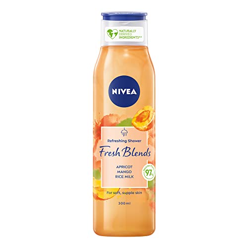 Nivea Fresh Blends Aprikose (300ml), Aprikosenduft, umweltfreundliches Duschgel, fruchtiges Duschgel für Frauen, veganes Duschgel mit Mango und Reismilch von NIVEA