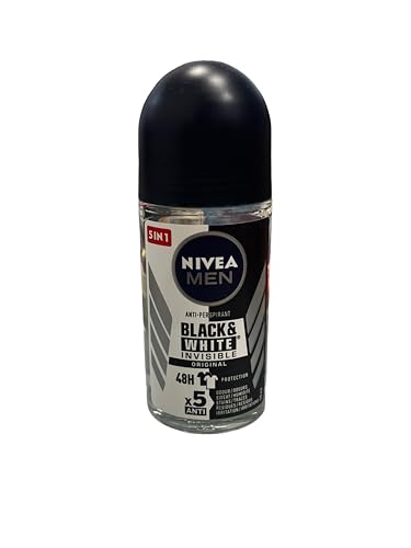 Nivea Invisible Black & White Deodorant für Herren, 48H Antitranspirant-Roll-on, 50 ml, 6 Stück Nivea Invisible Black & White Deodorant für Herren, 48H Antitranspirant-Roll-on, 50 ml, 6 Stück von NIVEA