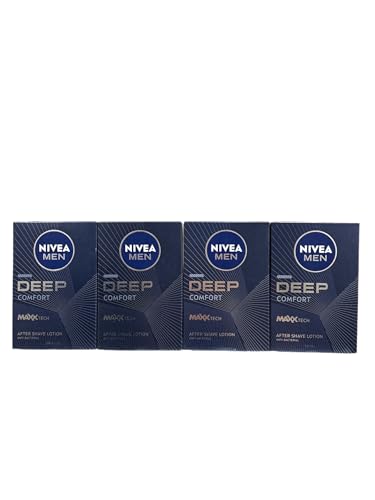 Nivea Men Deep Comfort, After Shave Lotion, Antibakteriell, 4er Pack, (4 x 100ml) von NIVEA