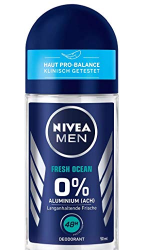 Nivea Men Deo Roll On – Fresh Ocean - 0% Aluminium, 48h Schutz - 3er Pack (3 x 50ml) von NIVEA