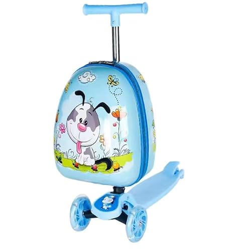 NIXNUT 2 in 1 Kinderkoffer & Scooter Kinder Ab 5 Jahre, Roller-Koffer, Zusammenklappbar, Für Kinder, Mit Blinkenden LED-Rädern,19 Zoll Rollerkoffer Für Kinder-Urlaubsgepäck (E) von NIXNUT