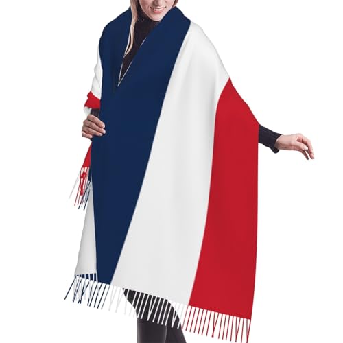 NIXNUT Warmer Kaschmir Quaste Schal Frankreich Flagge Gedruckt Cape Schal Schal Unisex Winter Halstuch, Schwarz , One size von NIXNUT