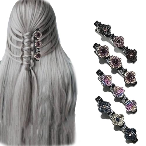 Haarspangen, Haarbänder Funkelnde geflochtene Kristallstein-Haarnadel, geflochtene Damen-Haarnadel, kleine Kristall-Haarnadel, Zopf-Clip, geflochtene Haarnadel, Haar-Zopf-Clip for Frauen und Mädchen(C von NIYADO