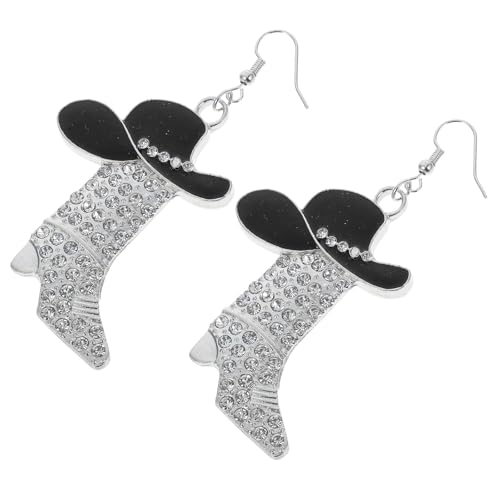 NIYANGLE 1 Paar Cowboystiefel-Ohrringe: Cowgirl-Accessoires aus Legierung – Cowboyhut und Stiefel-Ohrhänger mit Strasssteinen für Partys von NIYANGLE