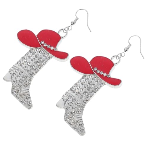 NIYANGLE 1 Paar Cowboystiefel-Ohrringe: Cowgirl-Accessoires aus Legierung – Cowboyhut und Stiefel-Ohrhänger mit Strasssteinen für Partys von NIYANGLE