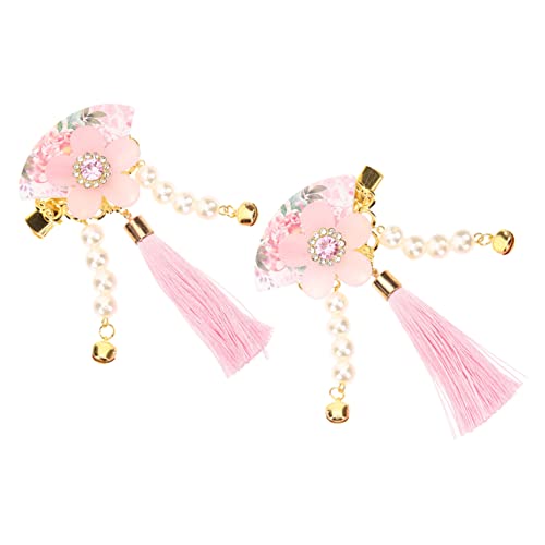 NIYANGLE 1 Paar Haarnadel-Kopfbedeckung Hochzeit klein Blumenhaarspangen für Frauen Zubehör Haarnadeln Stifte Quastenhaarklammern Haarnadel mit Blumenquaste Harz Rosa von NIYANGLE