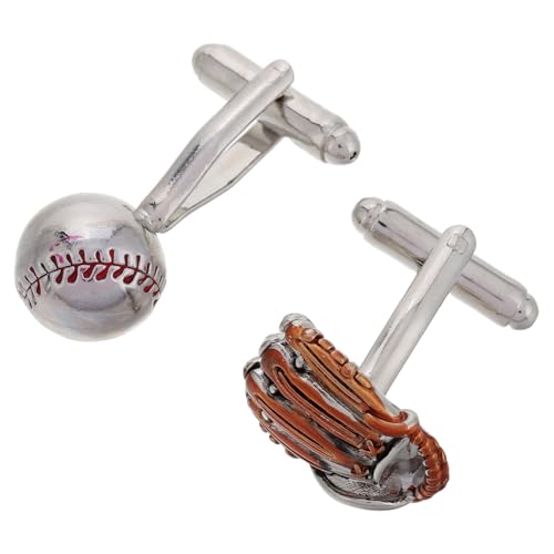 NIYANGLE 1 Paar Manschettenknöpfe Mit Baseballhandschuh Partyspieler Kleines Kostüm Hemd Manschettenknöpfe Ärmel Hemdknopf Clip Baseballtor Manschettenknöpfe Accessoire von NIYANGLE