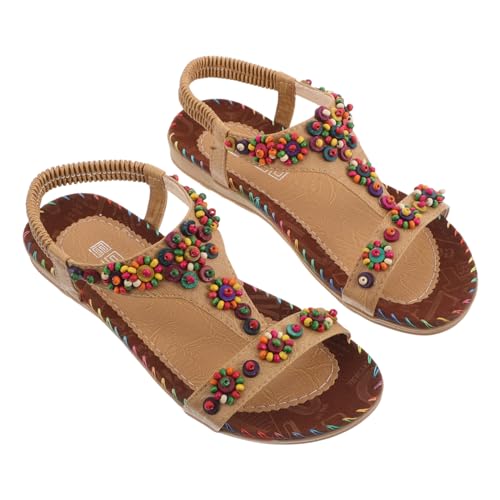 NIYANGLE 1 Paar Strandschuhe Für Damen: Bequeme Sandalen Für Den Urlaub – Atmungsaktive Ethno-sandalen Für Freizeitkleidung Und Outdoor-aktivitäten von NIYANGLE