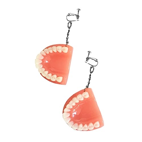NIYANGLE 1 Paar Zahnersatz Ohrringe Übertrieben Schlüssel Funky Anhänger Furnier Verrückt Fälschung Albern Zahnohrringe Für Frauen Ohrringe Baumeln Lustig Prothese Ohrtropfen Harz Rosa von NIYANGLE