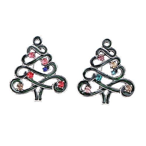 NIYANGLE 1 Satz Brosche Schmuck Weihnachtsbaum-brosche Weihnachtsbroschen Weihnachts-anstecknadel Dekoration Strass-weihnachtsbrosche Grenze Vorabend Urlaub Ornament Green Legierung 2 Stück von NIYANGLE