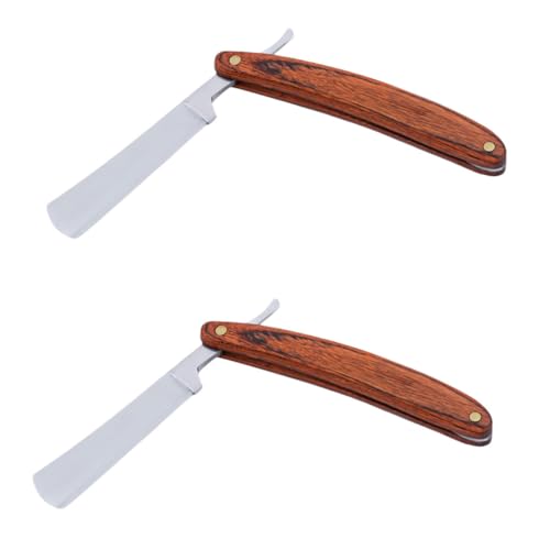 NIYANGLE Vintage Bartschneider 2 Stück Holz Rasiermesser für Männer Ergonomisch Sicher für Friseursalons Tragbar für Unterwegs von NIYANGLE